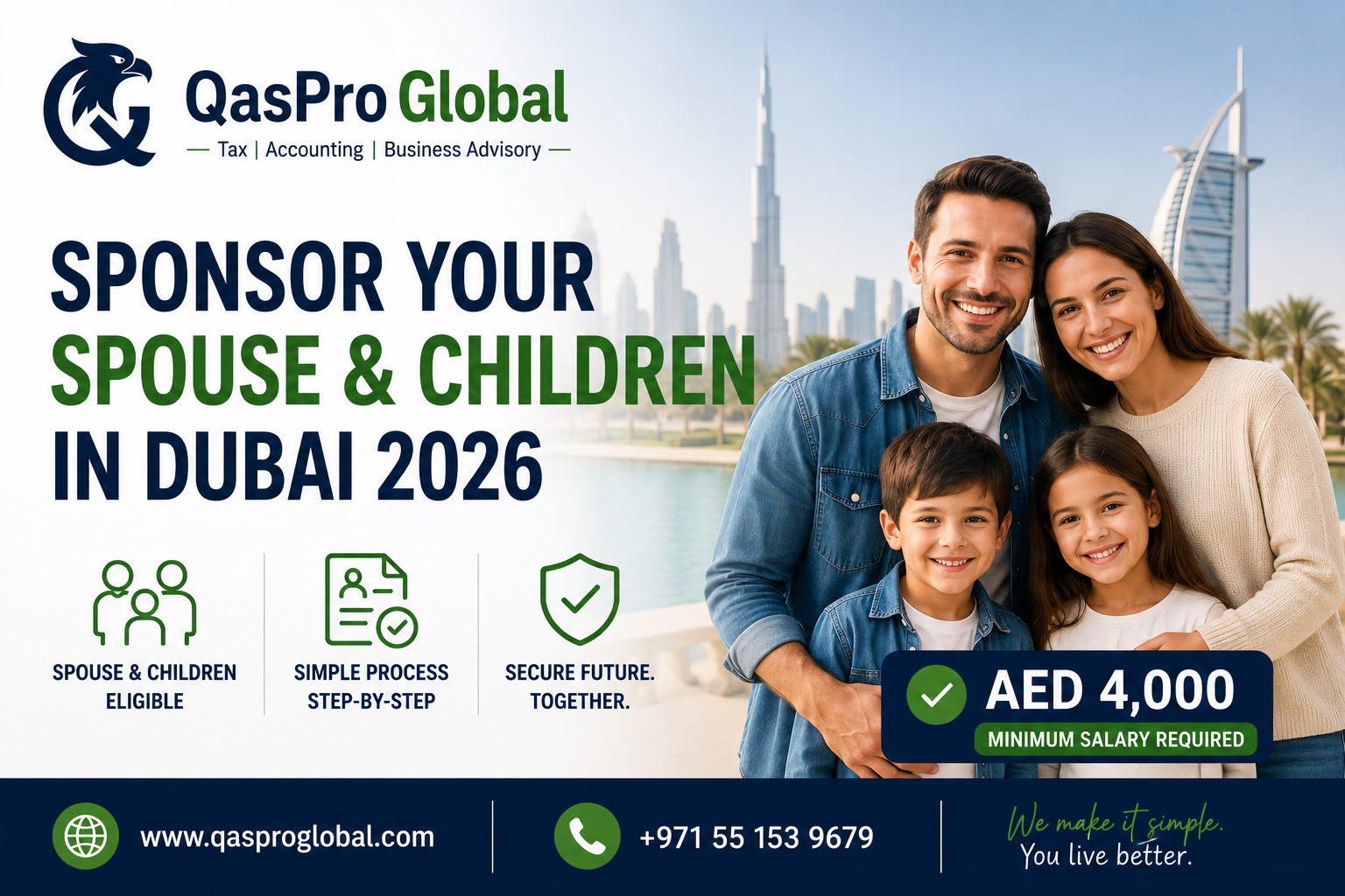 Sponsor your spouse and children in Dubai 2026 family visa AED 4,000 salary