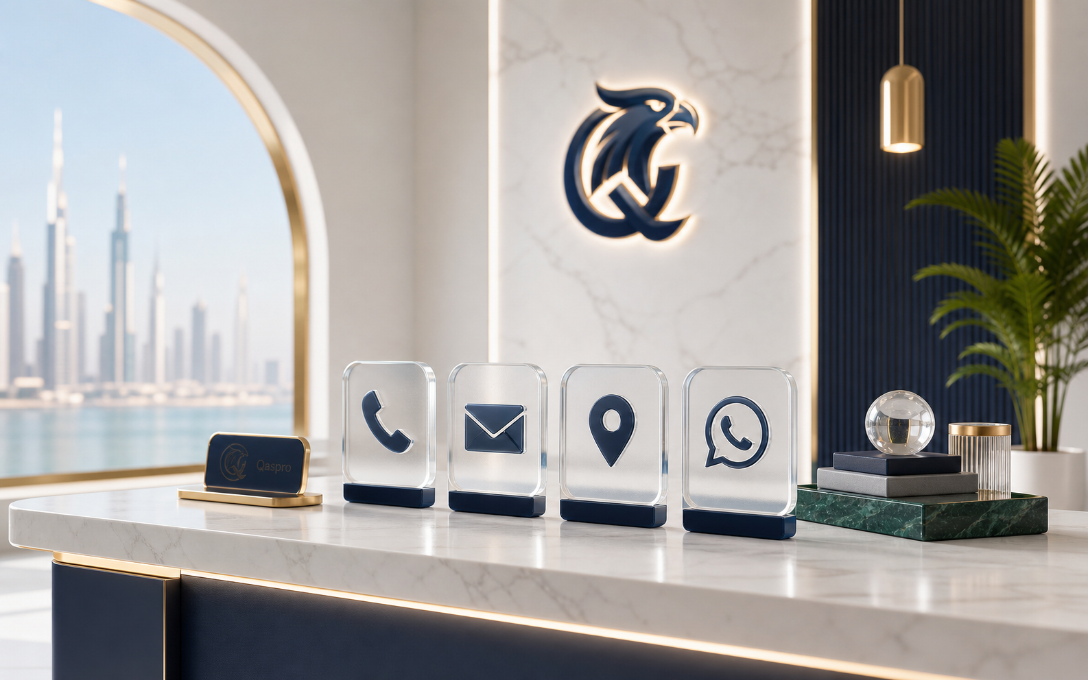 Qaspro Global contact desk illustration