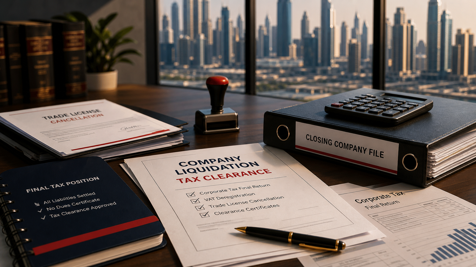 UAE company liquidation tax clearance documents, FTA deregistration and closing company file