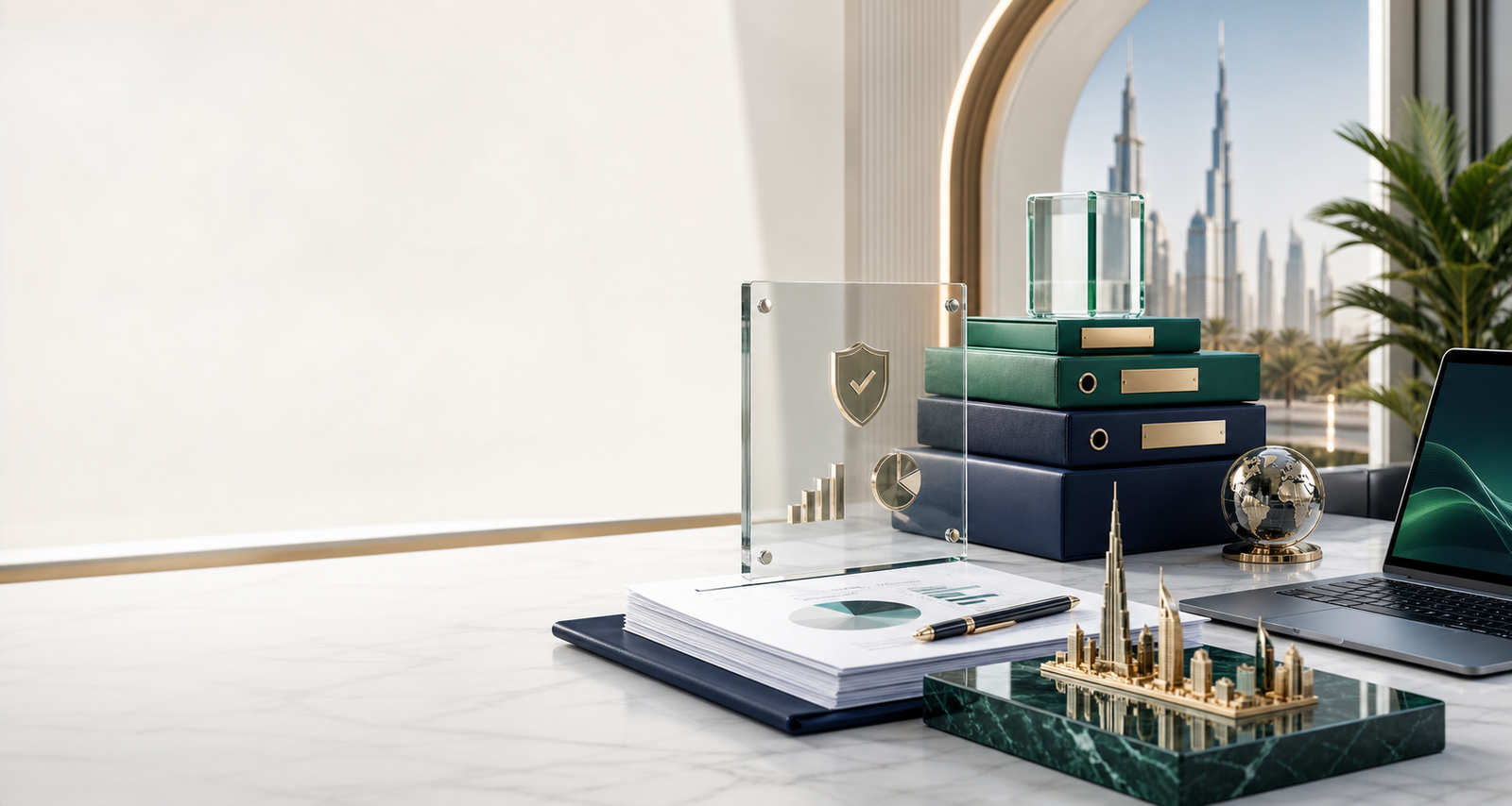 Custom 3D illustration for Dubai business setup, tax and VAT advisory