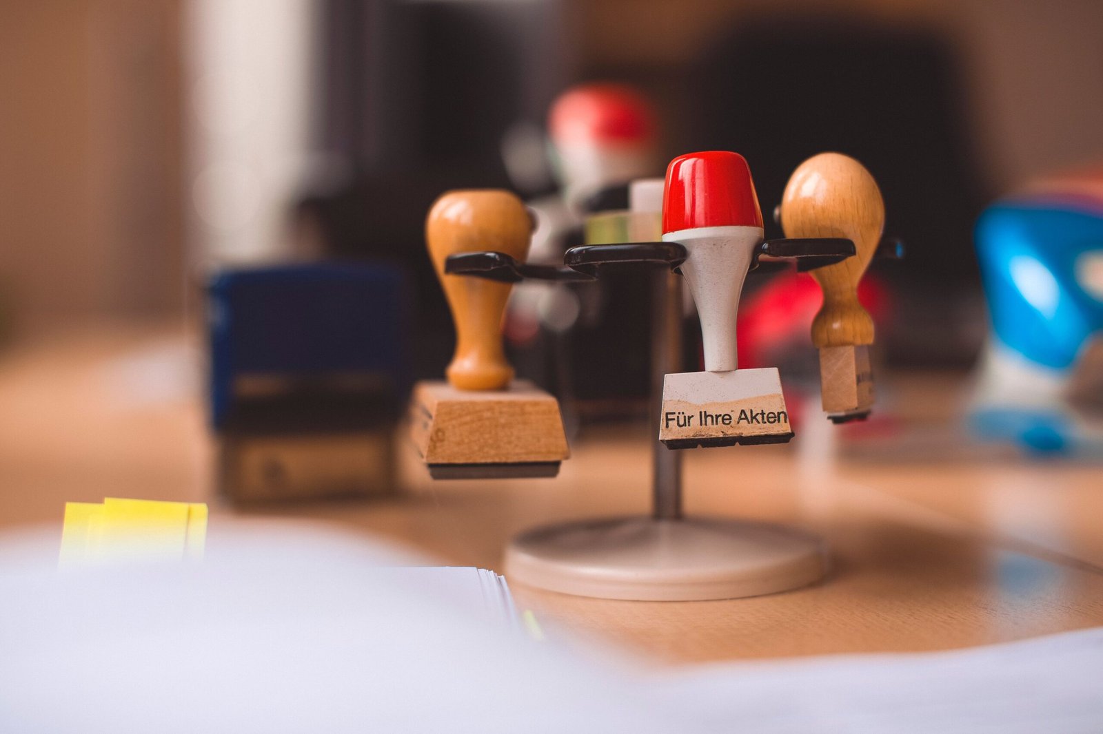 Rubber stamps used for official trademark and business registration documents in the UAE