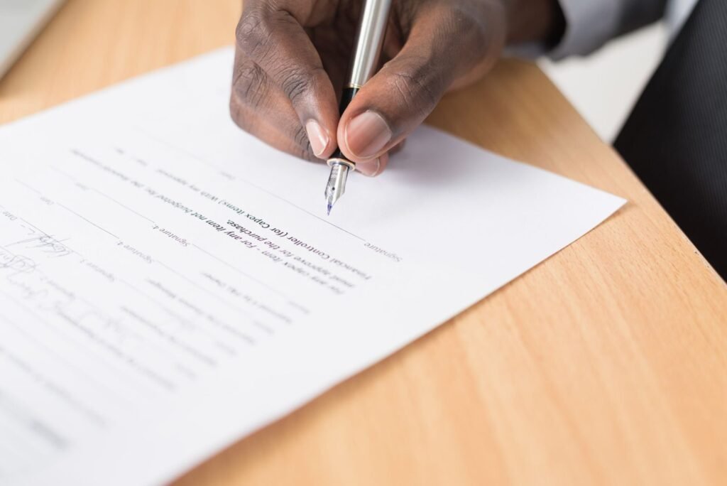 Business professionals reviewing corporate structure documents for a UAE special purpose vehicle